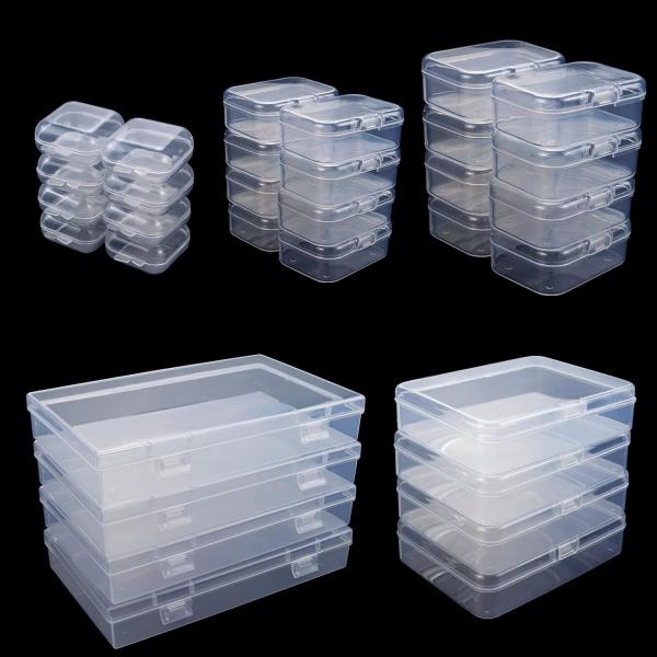 Quality Rectangular Empty Mini Clear Plastic Organizer Storage Box Containers With Hinged Lids For Small Items Craft Box for sale