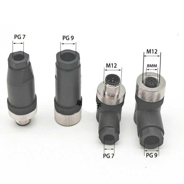 M12 Sensor Connector Waterproof Male Female Plug Screw Coupling 3 4 5 8 12 Pin A type Sensor Connectors