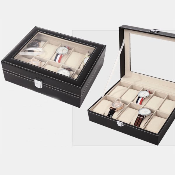Luxury 6 Slot Watch and Bracelet Storage Box Elegant Organizer Display Case for Valuables and Fine Jewelry Collections