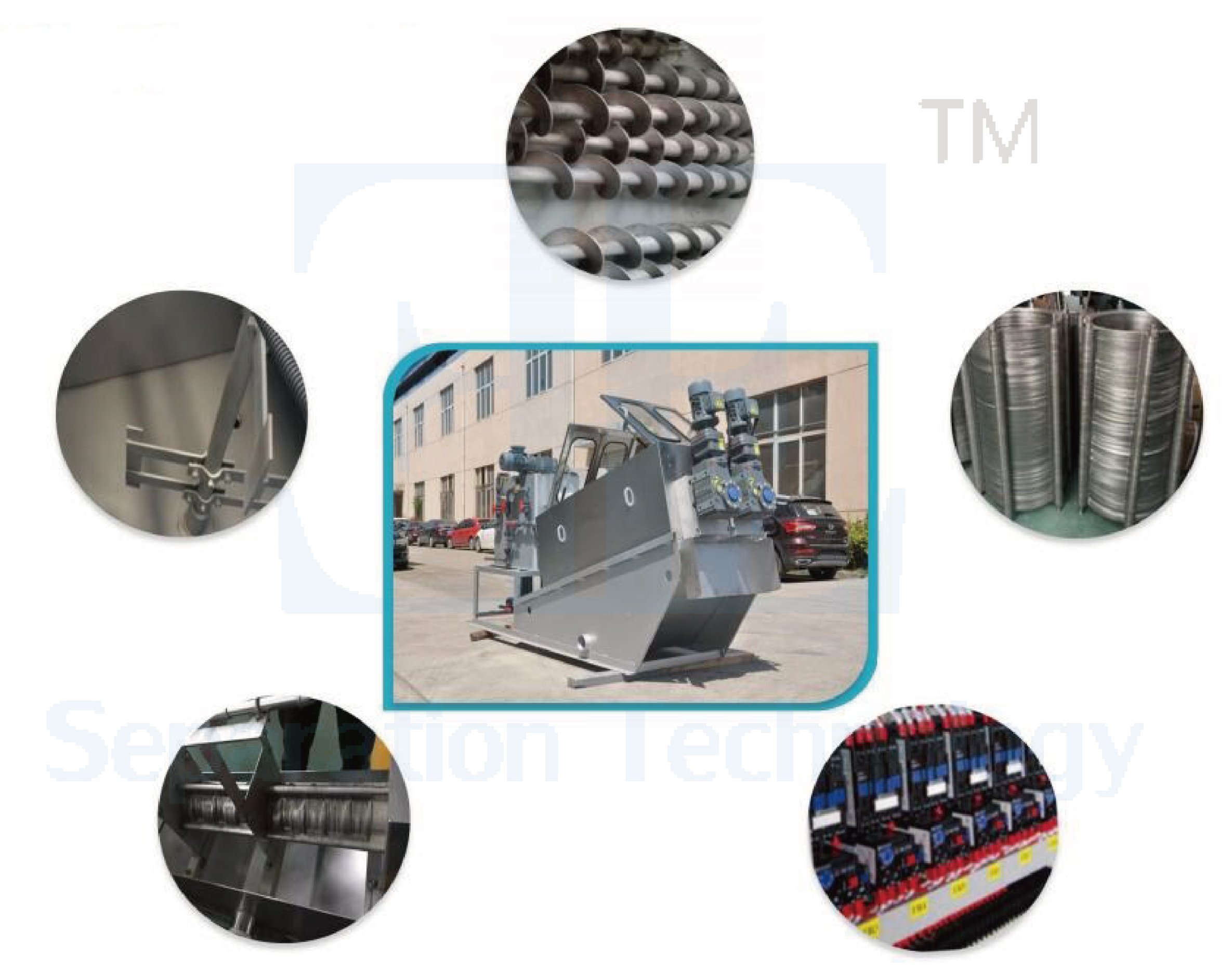 Industrial Screw Press Sludge Dewatering Machine 3.6-45m3/h Capacity