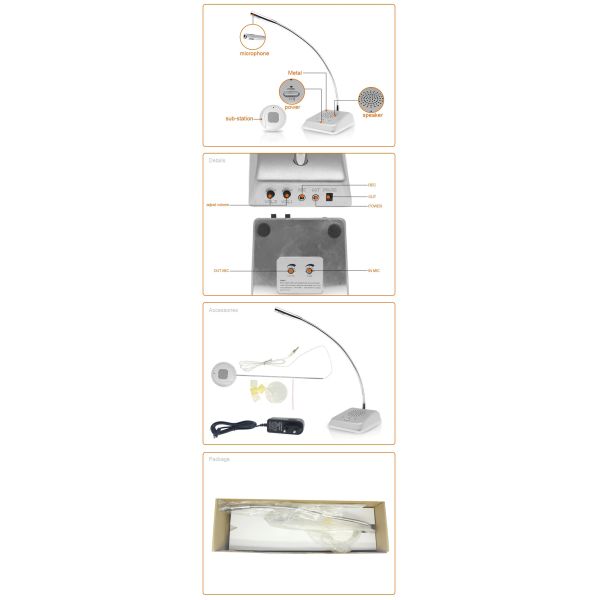 Dual Way Wired Window Intercom System Squelch Function For Glass Counter