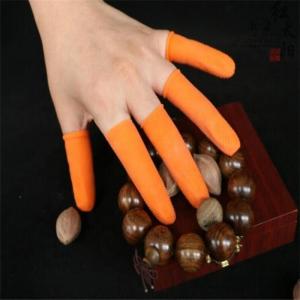 China Protective Antislip Fingertips Gloves Latex Rubber Finger Cots Antistatic Gloves Orange on sale
