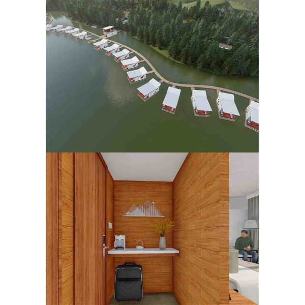 Showy Luxury Prefab House , Wooden Garden House Dimension L8.634*W5.186*H3.615m