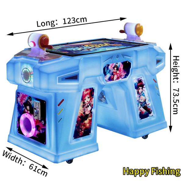 Quality Blue Coin-Operated Amusement Machine Two Person Arcade Fishing Joystick Game Console for sale
