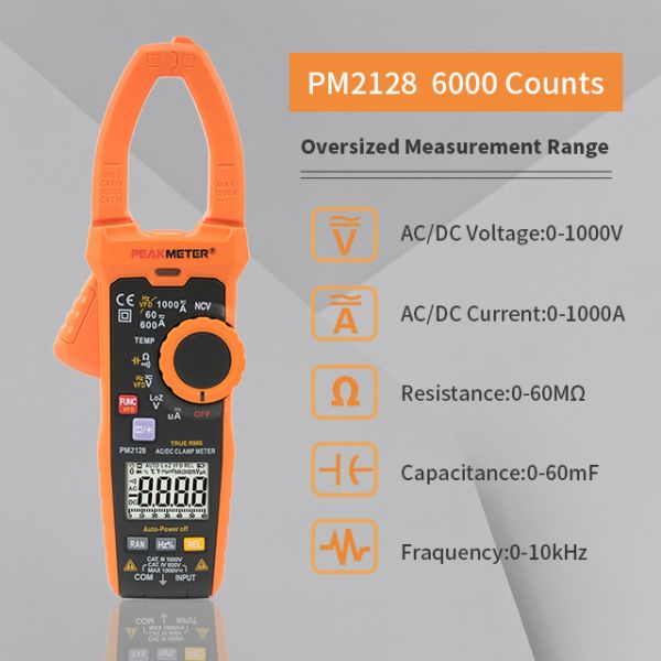 Auto Range TRMS Digital Clamp Meter Solar Clamp Meter AC/DC 1000V Voltage 1000A Current