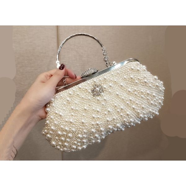 Korean wedding bag high-end pearl bag clutch chain single shoulder bag fashionable lady pearl banquet evening bag
