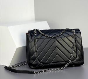 China Black PU Shoulder Bag 34cm 22cm One Shoulder Messenger Bag on sale