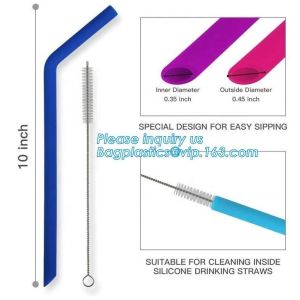 Reusable Drinking Environmentally Friendly Dinnerware Wrapped Silicone Straws