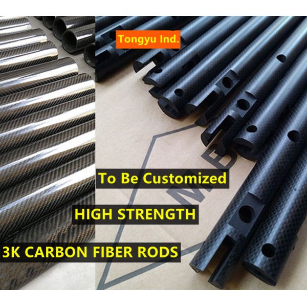 10mm Carbon Fiber Rods And Tubes Plain Twill Weave Dull Surface