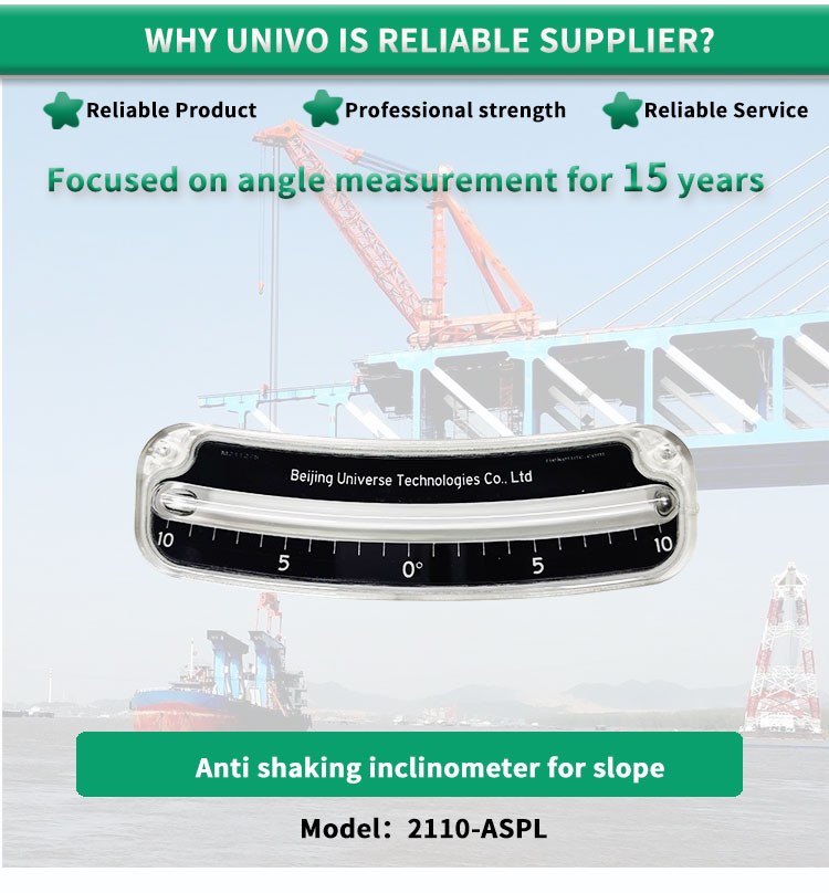 Industrial Grade Glass Tube Inclinometer with 10 deg -45-82 Angle Range from UNIVO