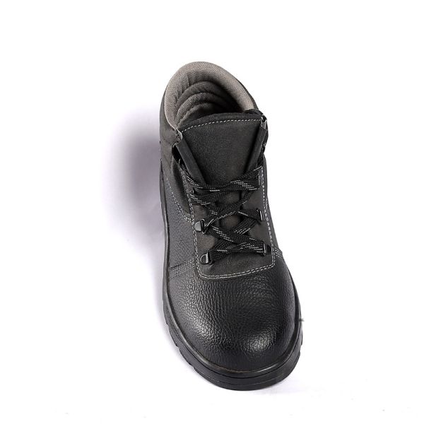 Anti Slip Industrial Work Safety Shoes Rubber Sole Black PU Upper Iron Toe Mid Plate Men Protective