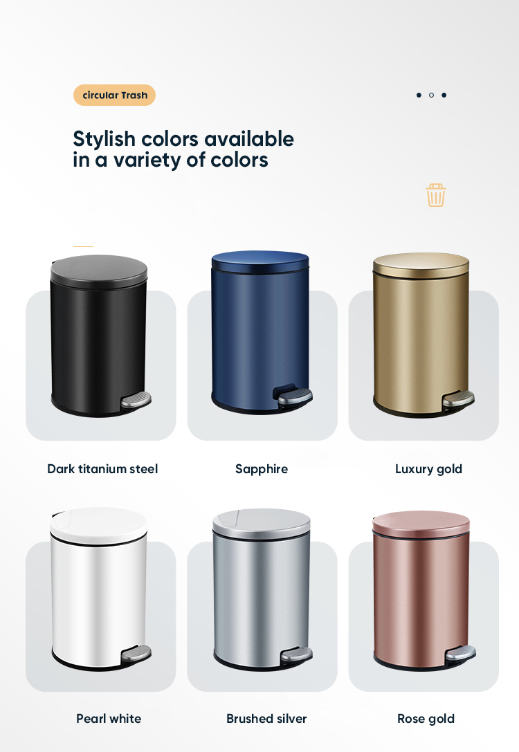 Steel and Pp Pedal Trash Can Bathroom Bin With Toilet Brush for Kitchen Recycling Storage for Household Items