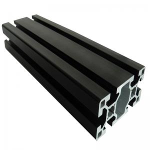 China Custom 6063 T5 Aluminium Extrusion Profiles Black Anodized Slot Linear Rail wholesale