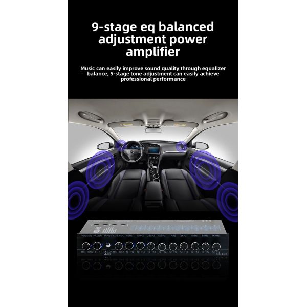 Hot-Selling 9-Band Car Audio EQ Tuning Crossover Amplifier Factory Source Cross-Border Best-Selling Audio Processor