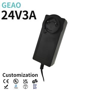 China Black 24V 3A Interchangeable Power Adapter / Power Supply ABS+PC wholesale
