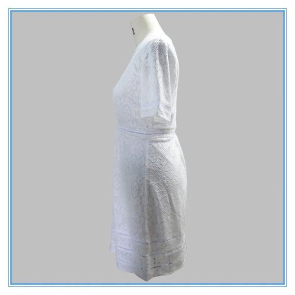 European Summer Fashion Elegant White Lace Cotton Dress Pattern Wholesale