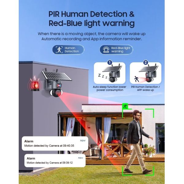 6MP PIR Solar Security Camera 4G Human Detection WiFi 12X Zoom Camera