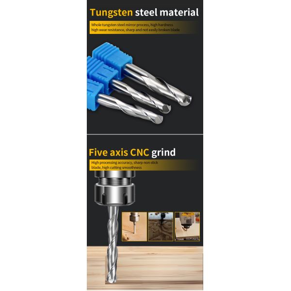 YingBa Manufacturer Solid Carbide 2 Flutes Ball End Milling Cutter Round Spherical Ball Nose Milling Cutter for Wood