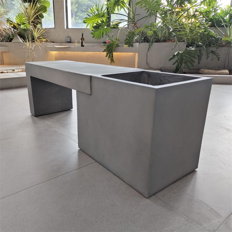 GRC Concrete Table Sets Modern Cement Dining Table Set Customized