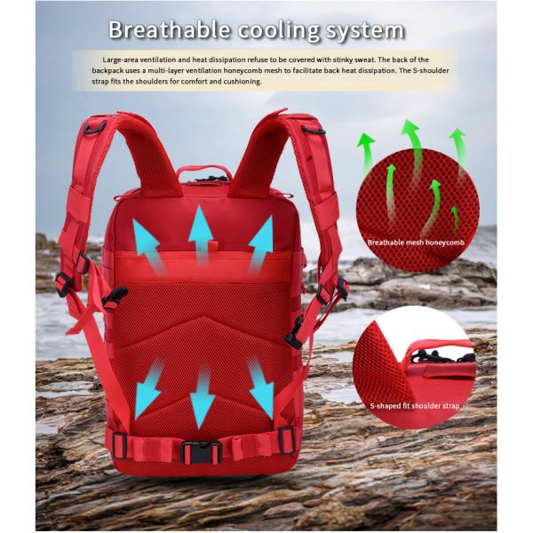 Red Polyester Tactical Travel Laptop Backpack 45L Outdoor Military Backpack