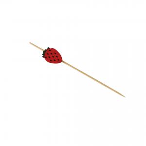 China Strawberry Shaped Beaded Bamboo Food Picks Cocktail Skewers 100pcs/Pack on sale