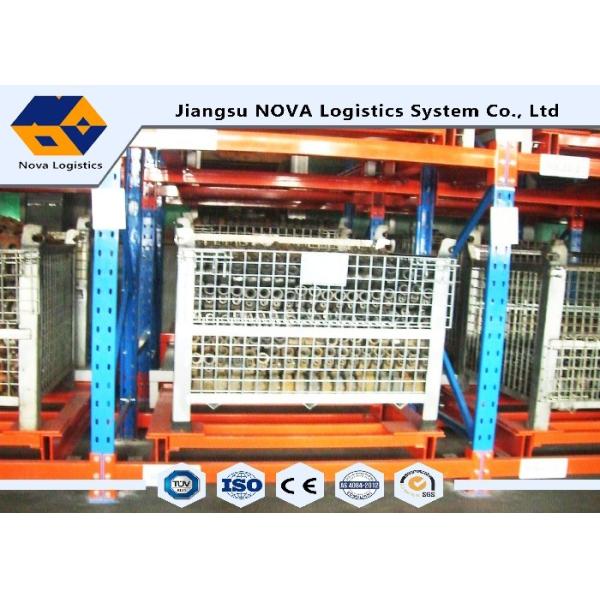 Q235 Steel Push Back Racking Powder Coating , Frozen Warehouse Pallet Storage Racks