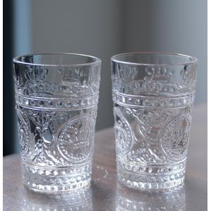 8Oz Crown Design Embossed Tumbler Drinking Glasses