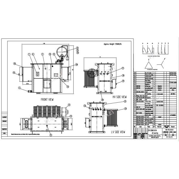 2.5MVA Substation Power Transformer Conservator Type Oil Immersed Step Down 24940V To 480V ANSI IEEE Standards