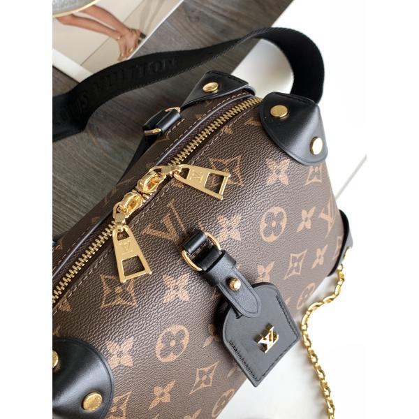 Louis Vuitton Custom Branded Bags Petite Malle Souple Empreinte Monogram Brown Black