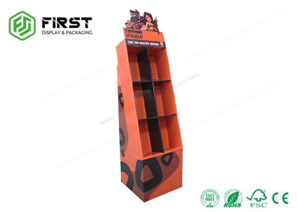 Quality Glossy Lamination Custom Color Printing Folding Cardboard Floor Display Stand For Food for sale