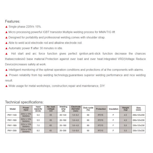 PNY-140i Premium intelligent ARC welding
