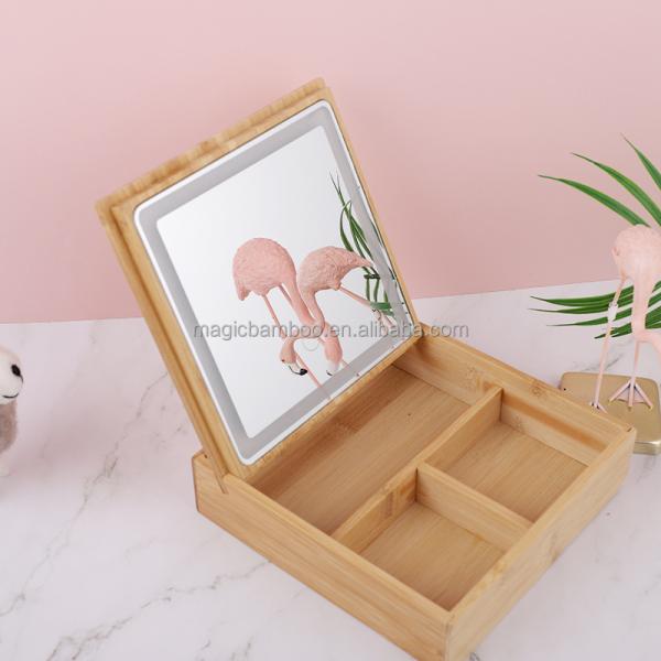 Personal Beauty Care Essential Three-Color Light Glass Mirror for Bathroom or Desktop