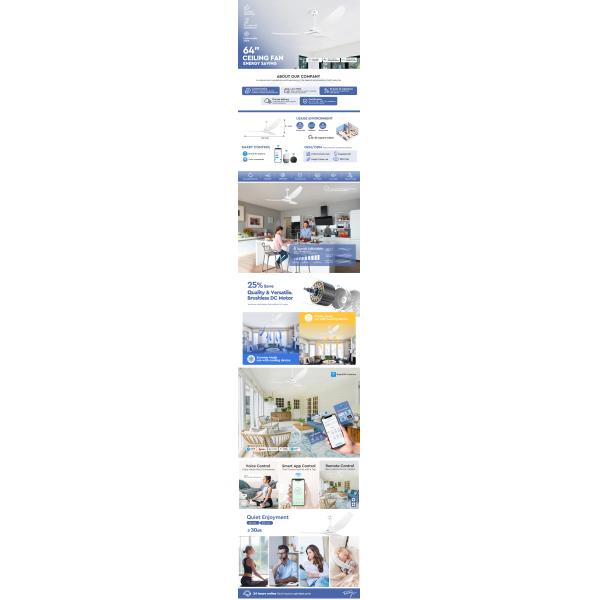 Home Remote Timer Plastic Ceiling Fan Without Light Energy Saving