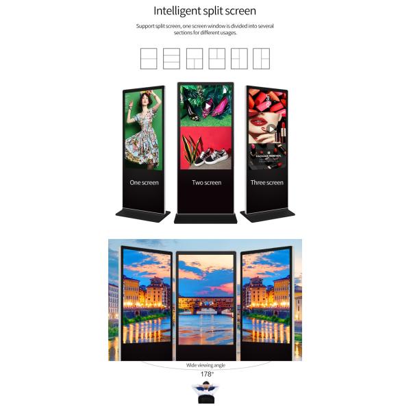 65 Inch Floor Standing LCD Advertising Player Box Software Kiosk Digital Signage