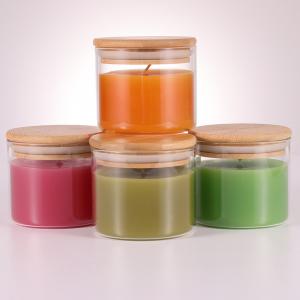 China Natural Paraffin Wax Aromatherapy Aroma Light Candles 220G With Bamboo Lid on sale