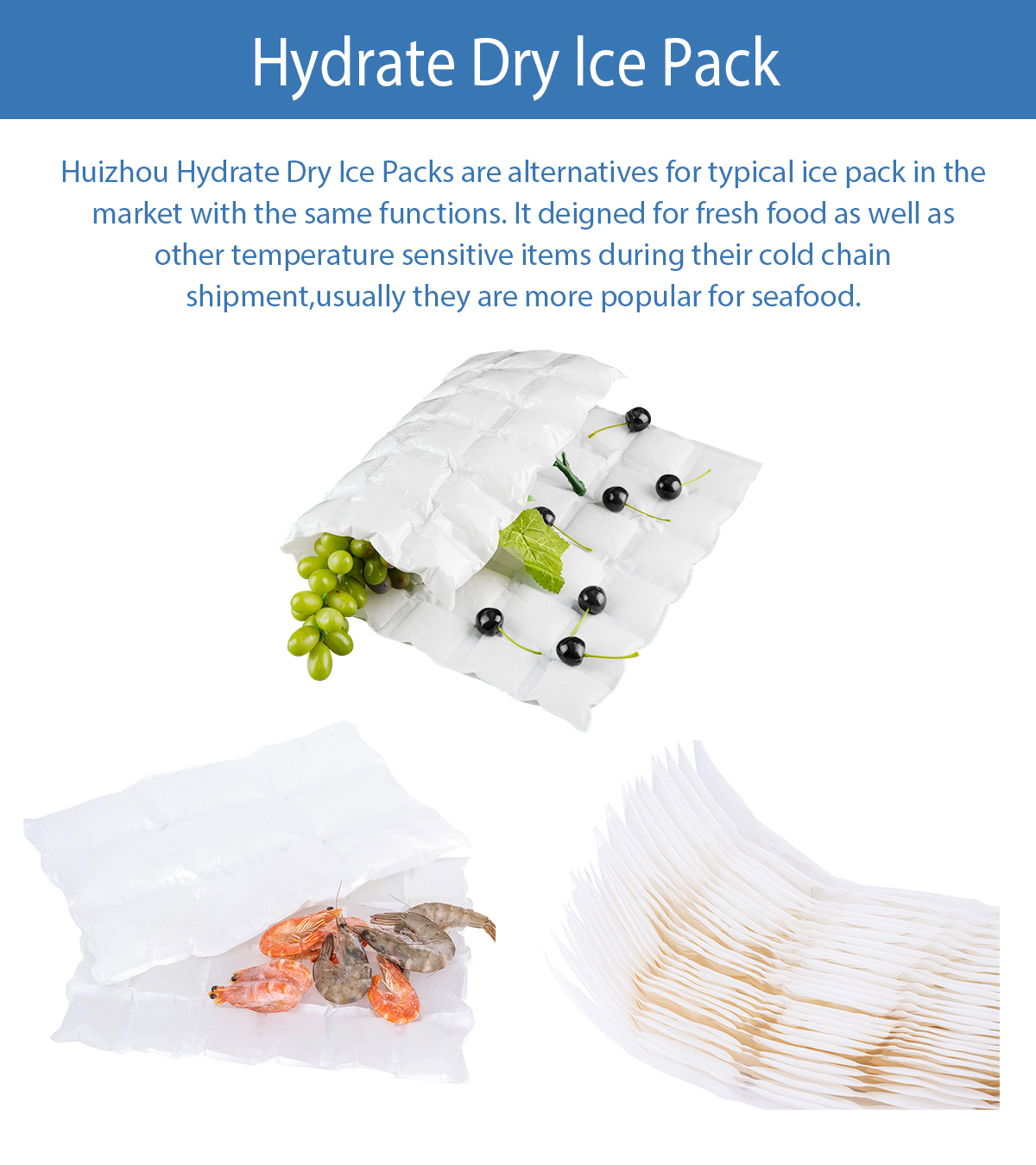 3kg 7 lb 3 oz Inner Material SAP Super Absorbent Polymer Dry Ice Pack Sheets for Food Delivery