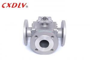 China Small Full Port 3 Way Flanged Ball Valve Square Body with Mounting Pad wholesale