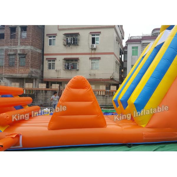 Long Shape Orange Tunnel Inflatable Sport Games Obstacle And Slide For Kids