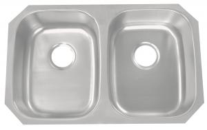 China 29 Inch Double Bowl Kitchen Sink With 15 Mm Radius Curved Corners on sale