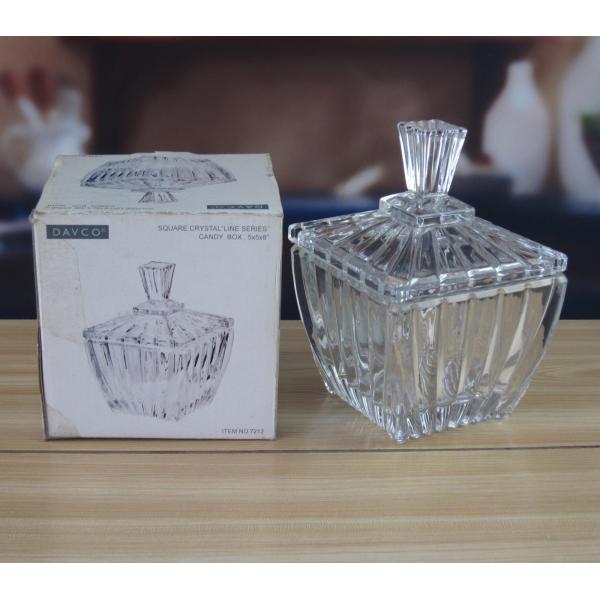 Square Optic Stripes Glass Storage Jars For Candy