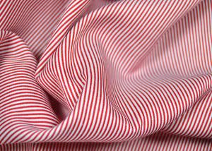 China Soft Touch Cotton Yarn Dyed Fabric , Smooth Red And White Striped Material wholesale