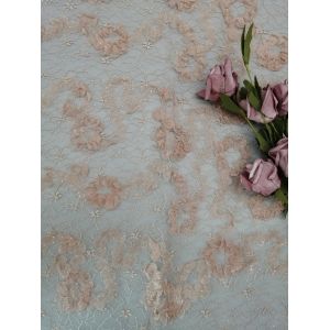 China Pink Floral Crochet Glitter Tulle Mesh Shining Lace Fabric on sale