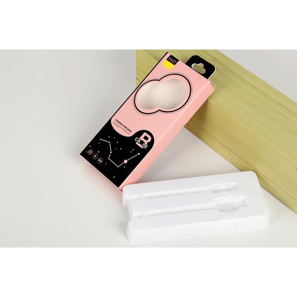 CMYK Custom Art Coated Paper USB Cable Data Cable Packaging Box with Hanger Hole