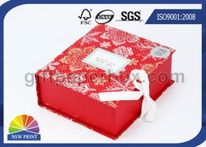 China Popular Design Printed Luxury Hinged Lid Gift Box Red Flat Pack Gift Set Fold Paper Box wholesale