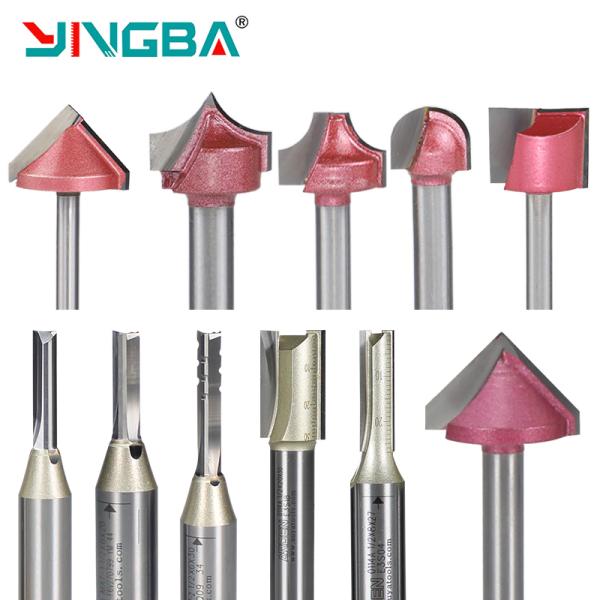 YingBa HRC55 Coated CNC Wood Carving Cutter 2Flute Spiral Taper Ball Nose 1/8 Shank Carbide Milling Cutter Bit for Wood Carving