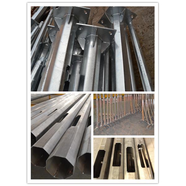 Galvanized Round Tapered 6m Outdoor Light Poles Painting with Single Cross Arm