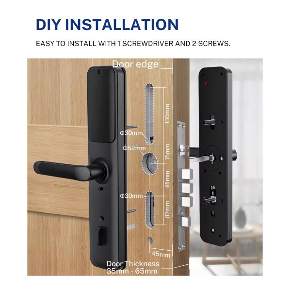 Tuya Smart Door Lock with Fingerprint WiFi Bluetooth for Wood Steel Doors