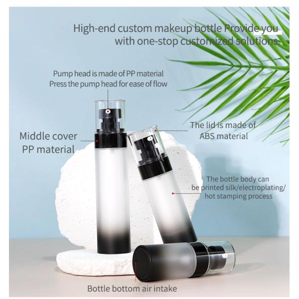 Airless Skin Care Packaging Bottles Black Airless Pump Bottle Base Material ABS Collar Material AS