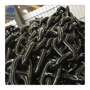 China In Stock 81MM Grade U3 Stud Link Anchor Chain With Certificate Black Painted on sale