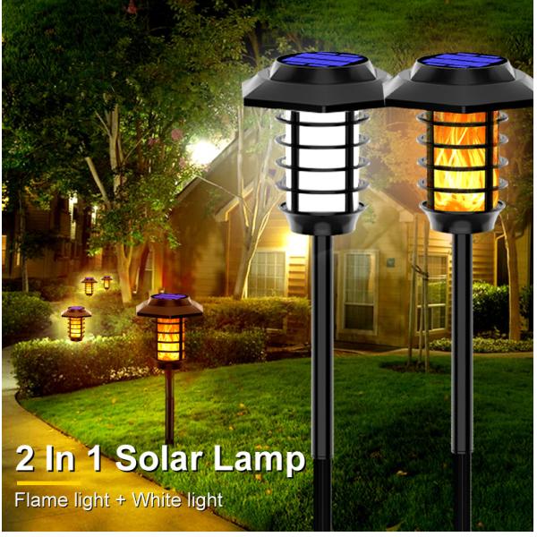 Waterproof 1200mAh 840g 2 IN 1 Led Torch Flame Solar Lights Aluminum Alloy